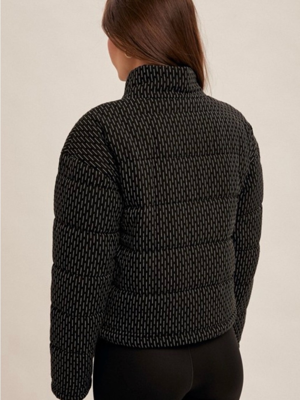 Quilted Black Patterned Puffer Jacket - Picture 5 of 5